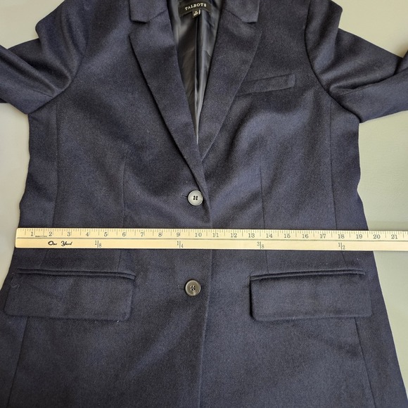 Talbots Jacket Blazer 8 Women's Navy Blue Wool Blend 2 Button - Picture 4 of 8